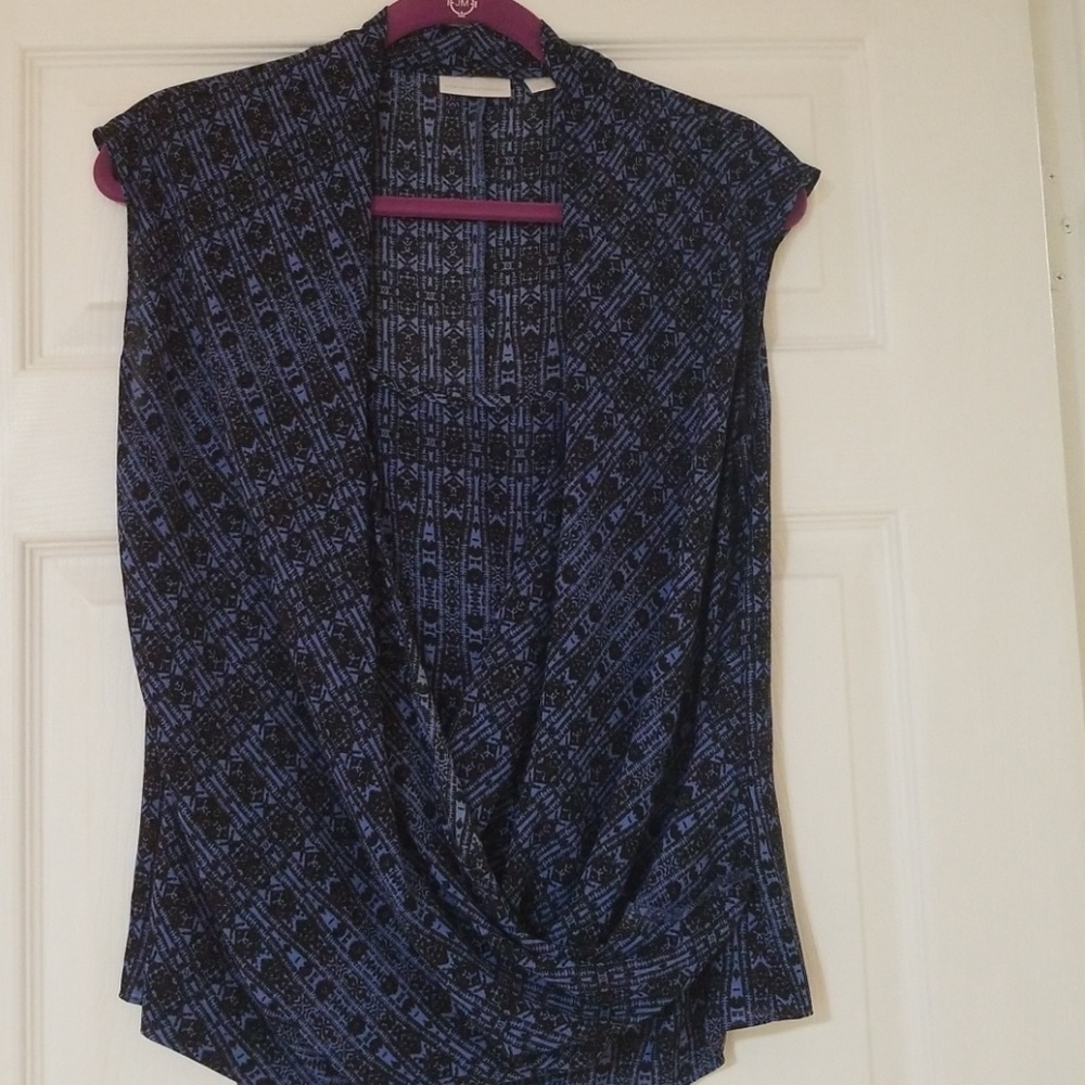 New York & Company blue top with cami underneath